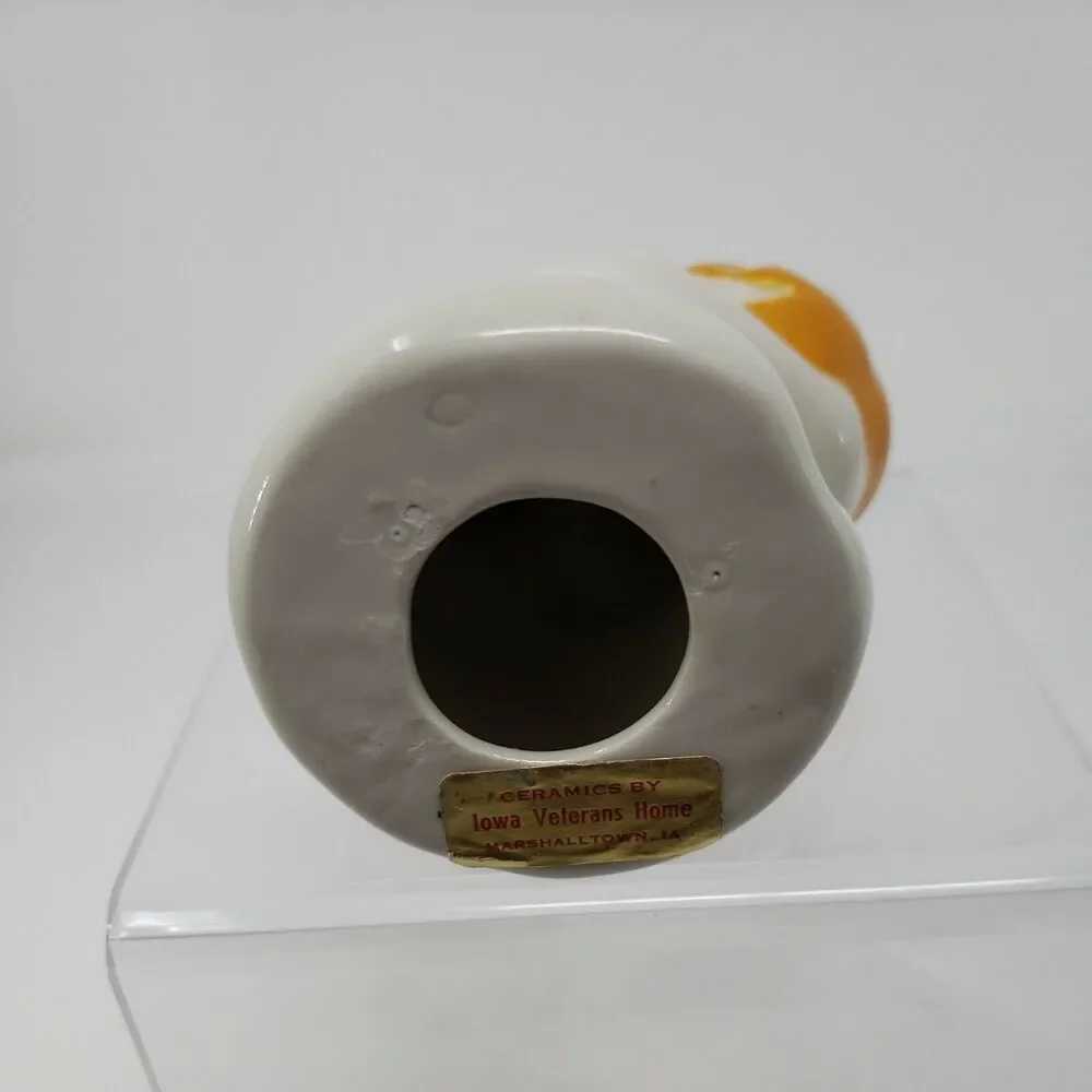 Halloween Ghost Holding Jack O'Lantern Pumpkin Ceramic  VTG Figurine Iowa USA